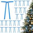 TONIFUL 36 Pack Blue Velvet Bows for Christmas Tree Decor, 5x7 Inch Bows for Gift Wrapping, Treat Bags, Wreaths, Crafts, Cards, Bouquet,Cakes Decor Valentine Christmas Party Supplies(3/8" Width