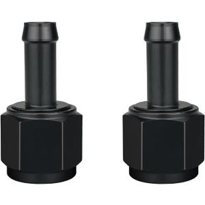8AN Female to 5/16 Barb Hose Fitting Adapter Straight Swivel Aluminum Black, Pack of 2