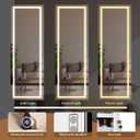 LED Mirror Jewelry Cabinet with Bluetooth Speaker ，Door/Wall Mounted,Equipped with Three Color Light Strips,Full-Length Illuminated Mirror,Jewelry Storage Function