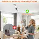 12FT Pole Light Bulb Changer for High Ceilings - Snap-On Pole Connection, Sturdy & Durable, Easy to Assemble - with 8-Finger Cage & Suction Cup - Fits Standard/Medium/Large LED Bulbs
