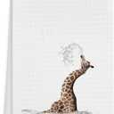 Funny Bathing Giraffe Bathroom Hand Towels, Giraffe Gifts for Kids, Cute Wild Animal Decorative Hand Towels for Kids Bathroom Decor, 16x24 Inch