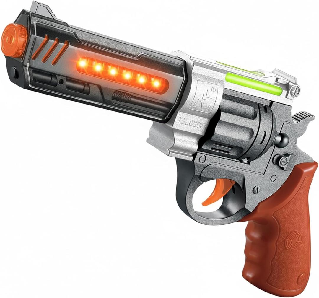 ArtCreativity Toy Revolver Gun with Lights and Sound, 12 Inch Revolver with Cool LED Effects and Realistic Firing Sounds, Light Up Toy Guns for Boys, Great Gift for Kids - Batteries Included