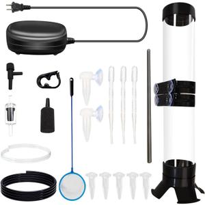 brine Shrimp Hatchery brine Shrimp Eggs Incubator Kits,Multifunctional Artemia Hatchery with air Pump,Live brine Shrimp net,Feeder,storagerand and Large Clip(Set of 20pcs)