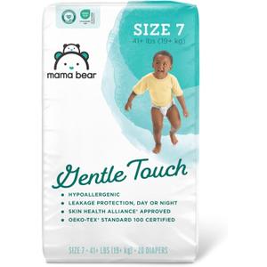 Amazon Brand - Mama Bear Gentle Touch Diapers, Hypoallergenic, Size 7, 20 Count, White