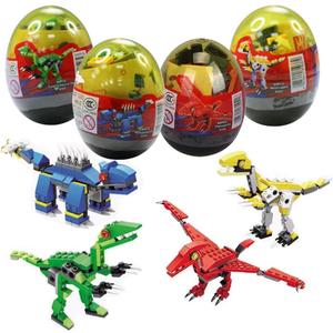 Anditoy 4 Pack Dinosaur Building Blocks Toys in Jumbo Eggs for Kids Boys Girls Easter Basket Stuffers Fillers Gifts Party Favors