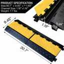 Foldable 2 Channel Rubber Cable Protector, 22000Lbs Load Capacity Wire Hose Pipe Hider Protective Ramp, Driveway Traffic Speed Bump for Asphalt Concrete Gravel Driveway Indoor Outdoor (1PACK)