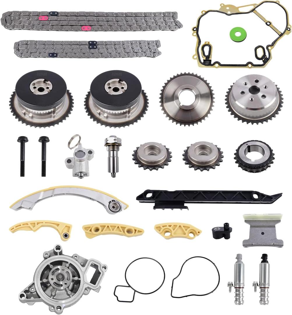 Engine 2.4 Timing Chain Kit with Water Pump, VCT Solenoid Actuator Gears for Chevy Equinox Malibu Captiva HHR, GMC Terrain, Buick Lacrosse Regal 2.4L Ecotec 9-4201S