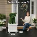 34.6" Handcrafted Artificial Dog Topiary with White Planter - Faux Boxwood Sculpture for Front Porch, Patio & Entryway Decor, UV-Resistant, No Maintenance, Outdoor (2-Pack)