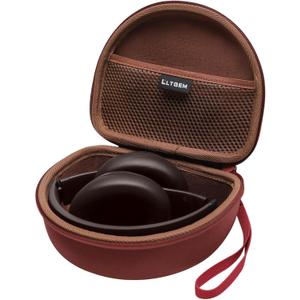 Headphone Case Compatible with Beats Studio Pro/Solo 4 / Studio 3 / Solo 3 / Picun B8 / BERIBES/JLab JBuds Lux ANC Wireless Bluetooth Noise Cancelling Headphones, Claret+Brown(Case Only)