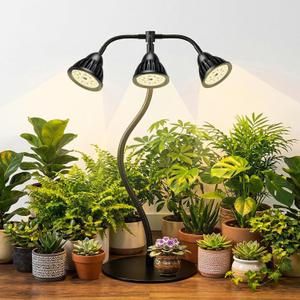 QCQHDU Grow Lights for Indoor Plants Full Spectrum,81 LED Triple-Bulb Plant Growing for Seed Starting Lamp with 3/9/12H Timer, Adjustable Gooseneck with Base,3 Switch Modes