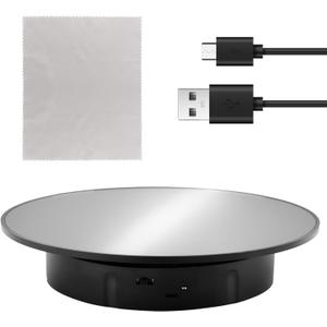 CALIDAKA Motorized Rotating Display Turntable with 1 Cleaning Cloth, 360 Degree Rotating Display Stand for Photography Products and Shows, 7.87inch /17.6lbs Load, Dual Power Supply Method