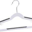 Amazon Basics Plastic Kids Clothes Hangers, Non-Slip, White and Black, 12.8" x 8" x 0.2", 30-Pack