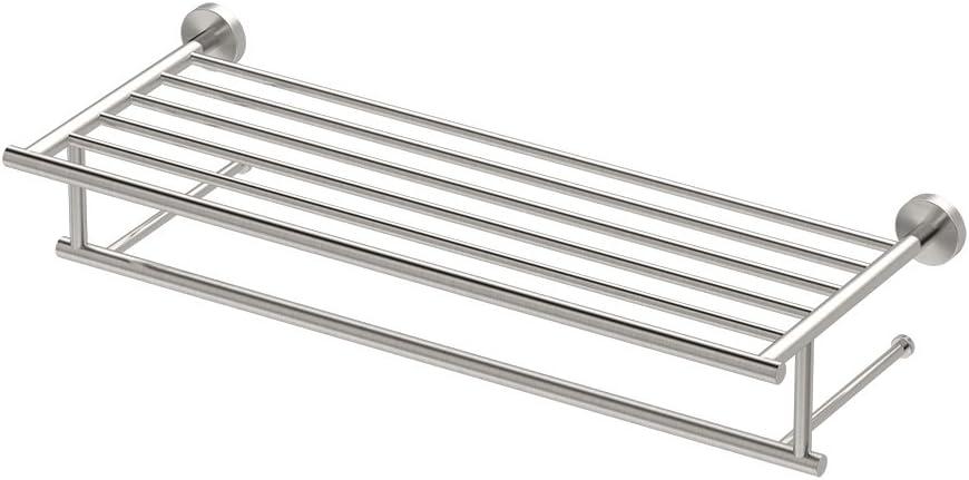 Gatco 4647 Glam Minimalist Towel Rack, Satin Nickel | Wall Mounted 25.75" W X 5.25" H X 10.13" D Towel Shelf with Towel Bar for Bathroom
