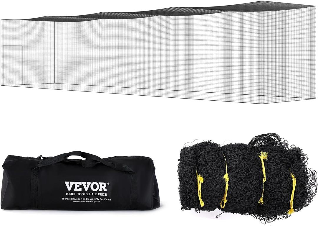 VEVORProfessional Softball Baseball Batting Hitting Training Net, Practice Portable Pitching Cage Net with Door & Carry Bag, Heavy Duty Enclosed PE Netting, (55inch, Black)