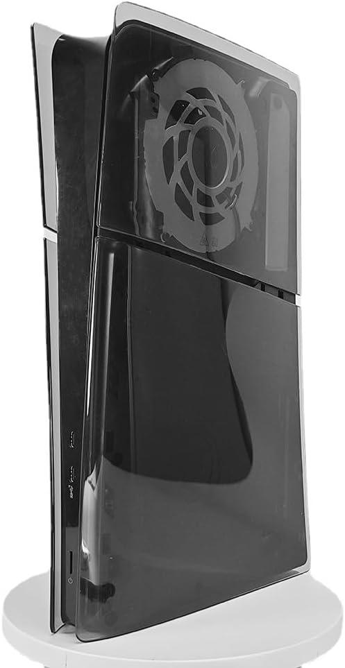 Transparent Cover Plates for PS5 Slim Console Disc Edition Faceplate Clear Replacement Shell (Transparency Black)