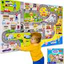 Transportation Felt Story Board Set ,40*28in Flannel Board for Wall ,95 Felt Pieces,Preschool Storytelling ,Vehicles,Career Image Dress-Up,Zoo Learning Interactive,for 3 years +,Gift for Toddlers