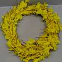 Bibelot 20inch Artificial Forsythia Flower Wreaths Spring Summer Fall Wreath Silk Leaves Wreath for Front Door Wreaths Porch Farmhouse Patio Garden Home Decor (Yellow) (Yellow)