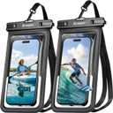 Rynapac Waterproof Phone Pouch [Up to 8.5"] - 2 Pack, IPX8 Waterproof Phone Case with Lanyard for iPhone 17 16 15 Pro Max, Touchscreen & Photograph, Cellphone Dry Bag for Beach Cruise Essentials 2026 ([Black + Black])