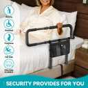 FORTEMOTUS Bed Rails for Elderly Adults Safety with Foldable & Retractable Grab Bar Handrails, ASTM Bedside Rail with Adjustable Height, Storage Pocket & Safety Strap
