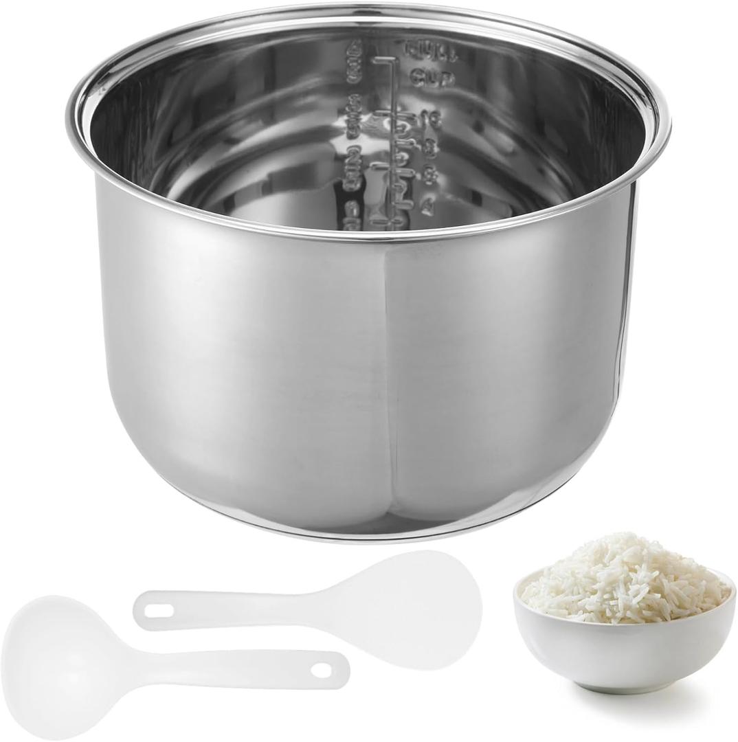 304 Stainless Steel Inner Pot, 5 L/10-Cup Rice Cooker Inner Bowl, Compatible with Zojirushi NS-TSC10 Cookers, Replacement Inner Bowl, Includes Rice and Soup Spoons, Easy-to-Clean (5L)