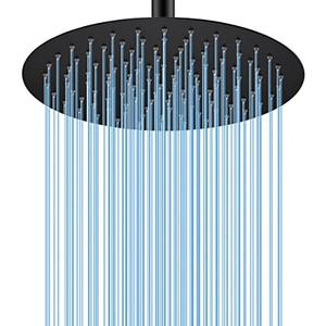 12 Inch Round Rainfall Shower head, BSTIIU Ultra Thin Stainless Steel Shower Head, Wall or Ceiling Mount, Matte Black