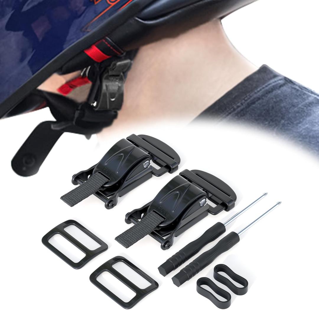 Helmet Quick Release Buckle Kit for Motorcycle Helmet, Metal Motorcycle Helmet Accessories, Helmet Chin Strap Replace D-RING Helmets Up to 1", Suitable for Full Helmet, Half Helmet, 2 PCS (Black 2 Pack)