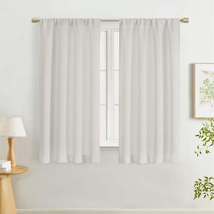 Lecloud Natural Room Darkening Curtains 54 Inch Length 2 Panels, Solid Energy Thermal Insulating Window Curtains for Bedroom, Rod Pocket Curtain Drapes for Living Room, 40" W x 54" L