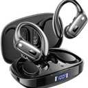 Wireless Earbuds, Sports Bluetooth Headphones, Ear Buds with ENC Noise Canceling Mic, 50Hr Playtime Earphones, Palm-Sized, LED Power Display, IPX7 Waterproof Headset for Workout Running, Black