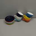 Sweese 6 Ounce Cappuccino Cups with Saucers, Porcelain Double Espresso Cups Set of 6 - Hot Assorted Colors (Multicolor)