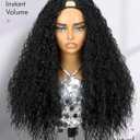FANCEE Kinky Curly V Part Wig U Part Glueless Clip in Half Wigs Burmese Curly 22 Inch Synthetic No Lace No Leave Out Wig for Black Women Small Soft Loose Curls Voluminous Shaggy Natural Hair Texture