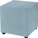 uxcell Square Ottoman Cover 18x18x18inch Stretch Polyester Washable Ottoman Slipcovers Elastic Foot Stool Foot Rest Protector for Living Room Bedroom, Sky Blue