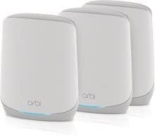 Netgear Orbi RBK763-100NAR AX5400 Tri-band WiFi 6 Mesh System, 5.4Gbps, Router and 2 Satellites 