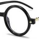 Gleyemor Retro Round Blue Light Glasses for Men Women 90s Vintage Costume Cosplay Glasses (Black)