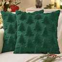 MIULEE Christmas Throw Pillow Covers Dark Green Christmas Decorations Set of 2 Xmas Tree 22x22 Pillow Covers Soft Plush Faux Wool Pillowcases Holiday Festivals Winter Home Decor Sofa Couch Bed Porch