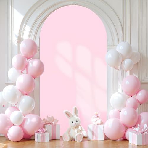 7.2FT Pink Wedding Arch Cover Spandex Fitted Arch Covers Stretchy Backdrop Round Top Chiara Backdrop for Easter Birthday Party Baby Shower Ceremony Anniversary Decoration