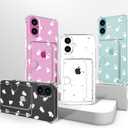 Compatible with iPhone 17 Case Card Holder for Women Cute Design,Wallet Phone Cases Transparent Cool Kawaii Protective (Clear Ghosts Halloween Hallowmas)