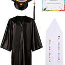 Kindergarten Graduation Cap and Gown - Kids Cap and Gown with Stole and Certificate for 2026 Preschool Graduation (Black)