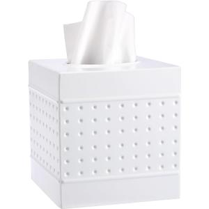 Metal Tissue Box Cover Square, Hand Hammered Tissue Box Holder, Classic White Tissue Box Cover Napkin Dispenser Accessories for Bathroom, Countertops, Dressers, Night Stand, Parlors and Office