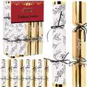 Lulu Home 8 Packs Non-Snap Christmas Crackers Set, Xmas Gift Box Kit for Party Dinner Game Traditions, Each 10.6" H x 1.9" Dia, Golden & Silver Patterned