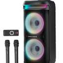 GKD60 Karaoke Machine with 2 Wireless Microphones for Adults, Portable Bluetooth Party Speaker, 500W Peak Power PA System with LED Disco Lights, 6.5'' Speaker Big Sound, 8000mAh Battery for Outdoor