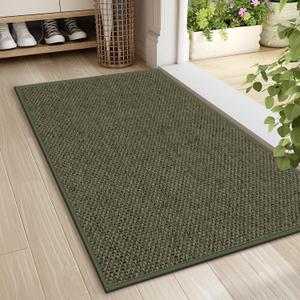 LEKEEPGO Door Mat Indoor Entrance, Indoor Door Mat, 24"x36", Olive Green