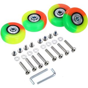 OwnMy 50mm x 18mm Set of 4 Luggage Suitcase Replacement Wheels, Rubber Swivel Caster Wheels Bearings Repair Kits (Colorful)