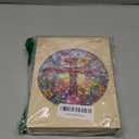 Jigfoxy Wooden Puzzles for Adults, Stained Glass Cross Jigsaw Puzzle with Unique Animal Shaped Pieces, Christian Religious Craft, Christmas Thanksgiving Gift (S-8.5 * 8.5in-100pcs)