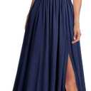 Miusol Women's Elegant Sequin Lace Contrast Chiffon Split Style Evening Party Maxi Dress (XX-Large, Navy Blue)