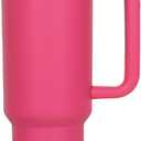 40oz Insulated Stainless Steel Tumbler | Double Wall Reusable Water Bottle with Handle & Straw Lid | Travel Coffee Mug for Coffee, Tea, Cold Drinks (Pink)