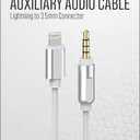 Acoustix Foot Braided Auxiliary Audio Cable Lightning To 3.5 mm Connector, 6 ft, White