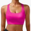 RUNNING GIRL High Impact Sports Bras for Women - Scoop Neck Strappy Sports Bra High Support Moulded Cup Workout Bra,L, Pink