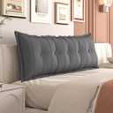 Daneey Large Headboard Pillow Queen Soft Daybed Pillows Bolster for Bed Back Pillow for Sitting in Bed Long Pillow for Bed Reading Pillow Adult Couch Sofa Backrest, Removable Cover (Grey)