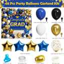 Graduation Party Decoration Supplies Class of 2026, 245 PCS Disposable Dinnerware (Serve 25) & Decor with Paper Plate Cup Napkin Cutlery Tablecloth Backdrop Balloon Garland Kit (Blue & Gold)