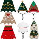 3 Set Dog Christmas Costume for Small to Large, Christmas Tree, Elf, Gingerbread Man Outfits with Adjustable Hat for Xmas Cosplay Party, Holiday Photos Supplies (L)